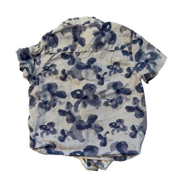 United Colors Of Benetton Boys Blue Floral Striped Short-Sleeve Button-Up Shirt - Picture 3 of 3